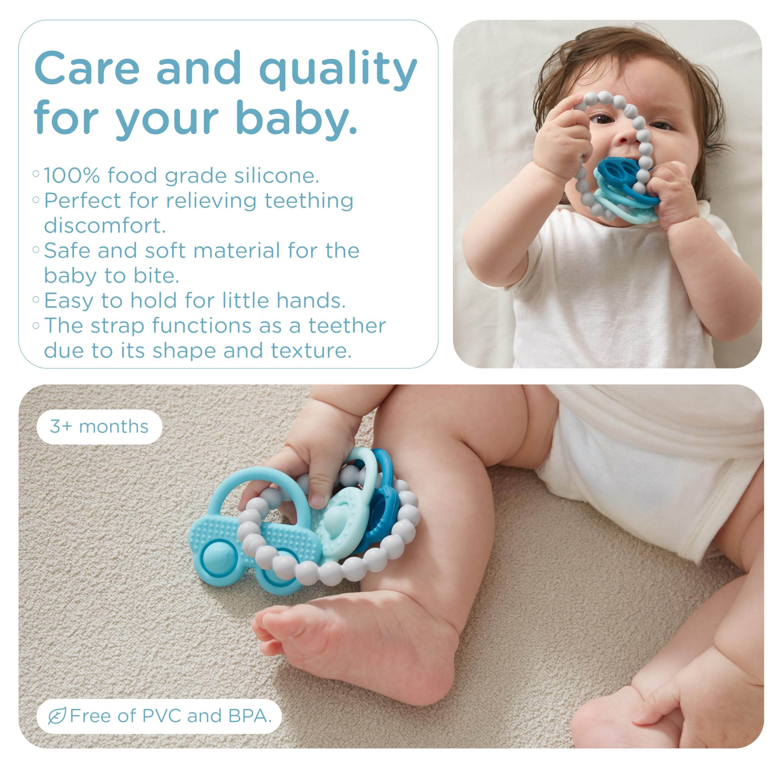 Teething Toys 3-12 Months, Baby Teethers, BPA Free Soft and Textured Silicone Teethers for Babies... | Amazon (US)
