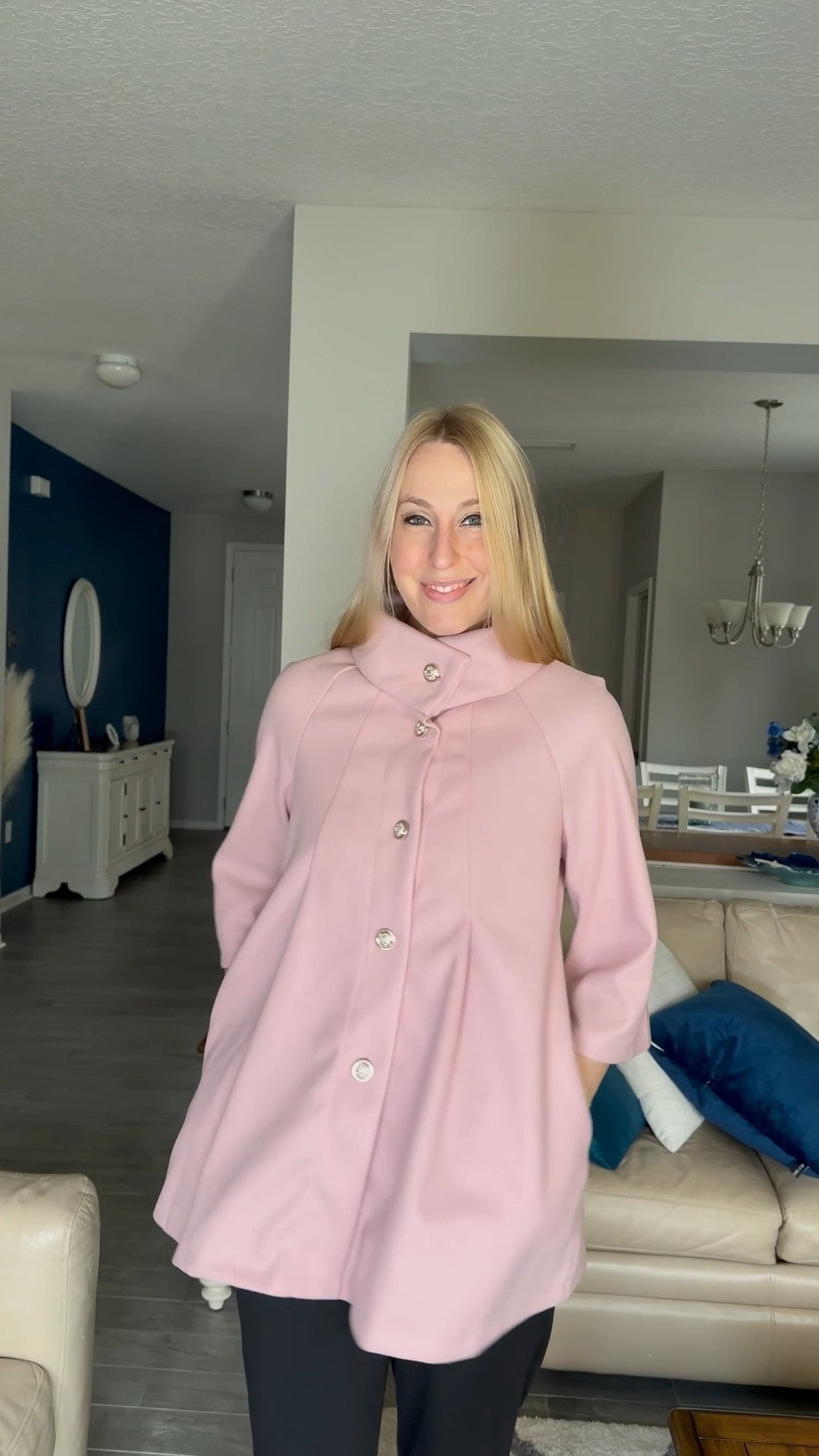 Light pink poncho 
💓 this is a very spacious jacket and I love the buttons  
💓it does have a good bit of warmth to it 
💓 wearing size small, fits true to size and I am 5’10”

#LTKFindsUnder100 #LTKTall #LTKFindsUnder50