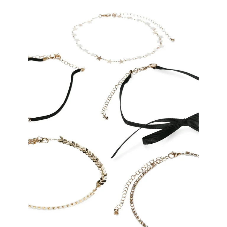 No Boundaries Black Bow, Star Gold Choker Set, 5 Pack | Walmart (US)