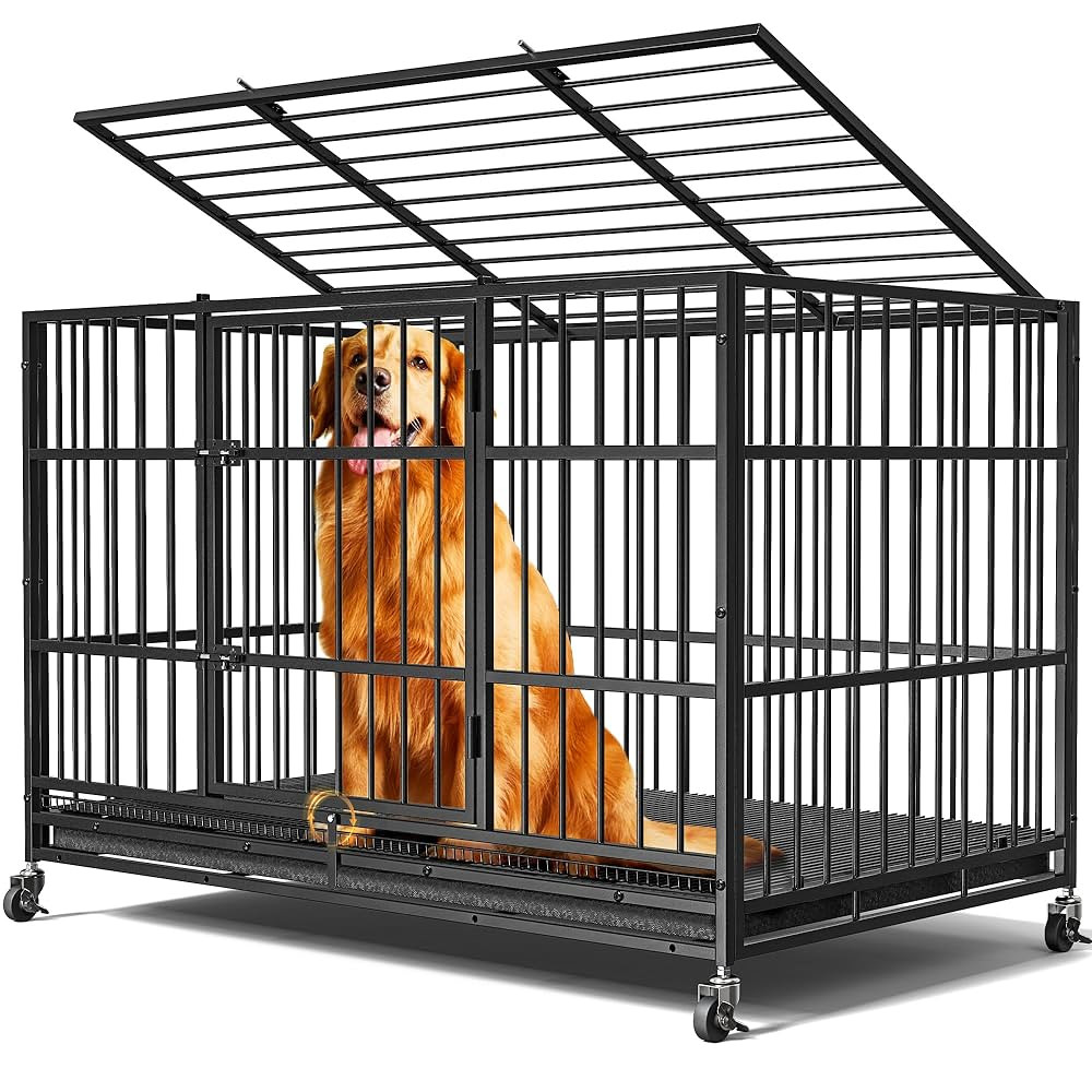 48"/38" Dog Crates for Large Dogs, Upgraded 4 Lockable Wheels, Removable Door, Dog Kennel Indoor,... | Amazon (US)