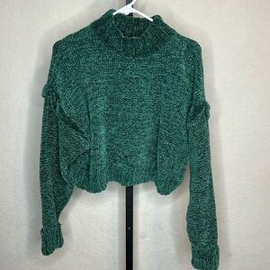 055 - Urban Outfitters EUC Green Crop Sweater Chenille Size Medium. | Poshmark