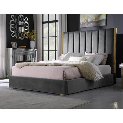 Solid Wood and Upholstered Low Profile Platform Bed | Wayfair North America