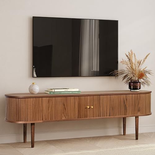 71’’ TV Stand with Storage and Shelves Designed to fit 65’’ - 75’’ TVs. Wood Entertai... | Amazon (US)