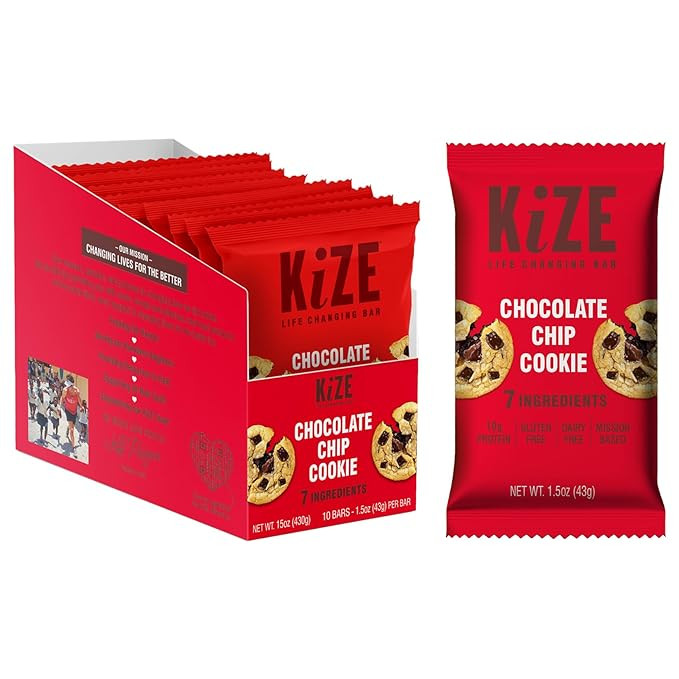 KiZE Energy Bars - Chocolate Chip Cookie - Almond-Butter-Based, Gluten Free, Dairy Free, Non-GMO,... | Amazon (US)