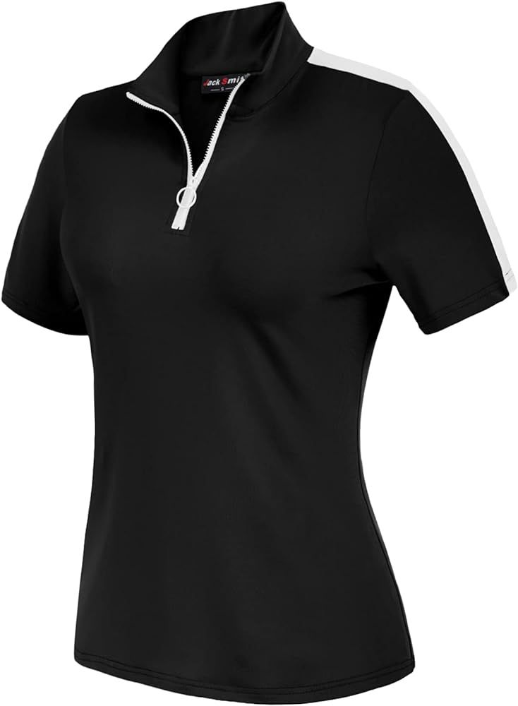 JACK SMITH Womens Short Sleeve Golf Shirt Moisture Wicking Sport Polo Shirt Zip Up Sun Protection... | Amazon (US)