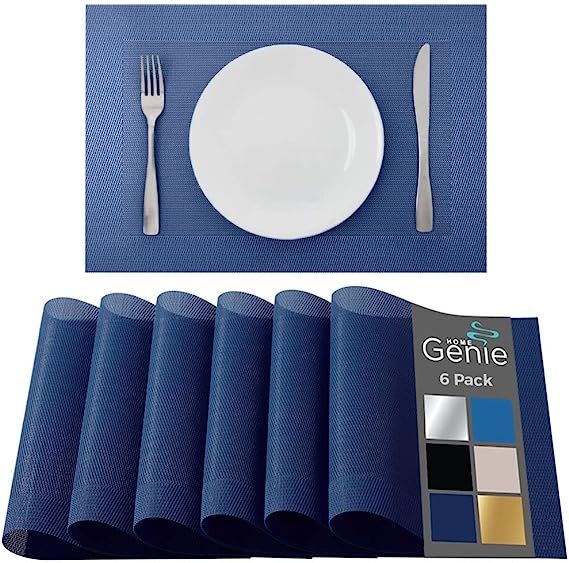 Home Genie Placemat Set of 6 Protect Surface Heat and Stain Resistant Dinner Mats, Wipeable Food ... | Amazon (US)