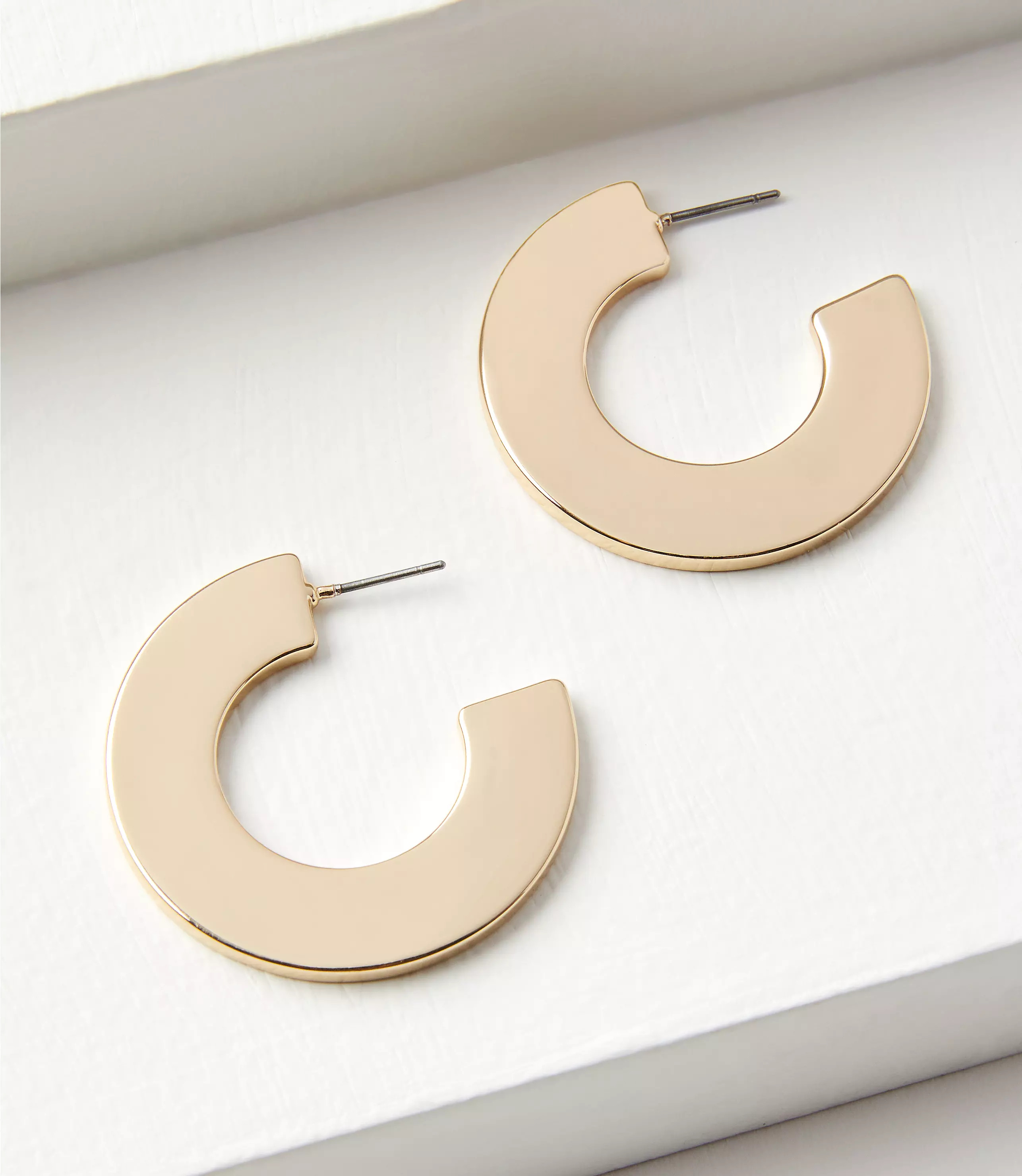 Modern Flat Hoop Earrings | LOFT