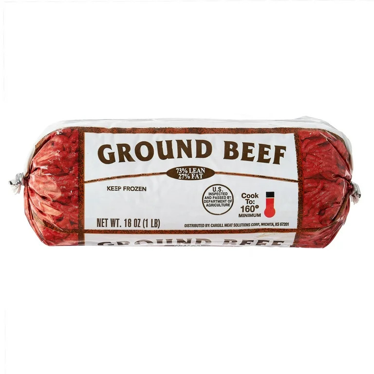 73% Lean / 27% Fat Ground Beef, 1lb Roll, Frozen | Walmart (US)