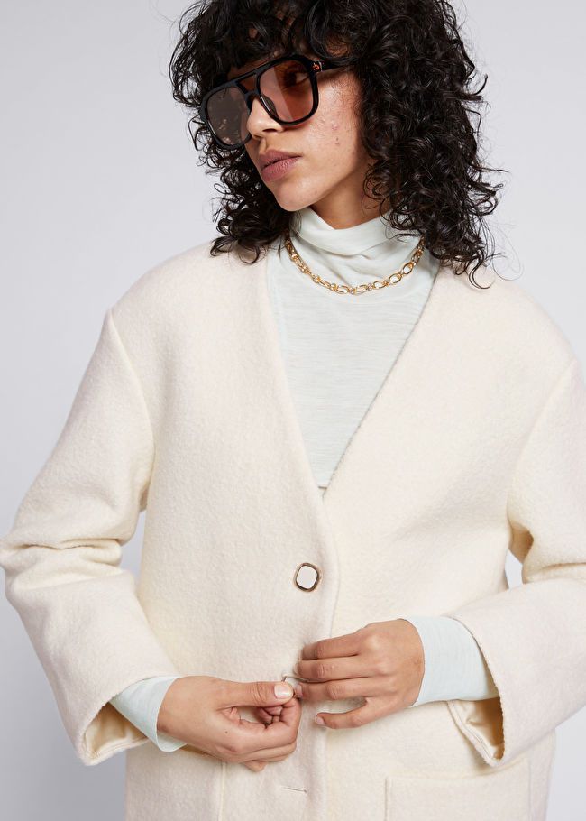 Voluminous Wool Jacket | White Jacket Jackets | White Winter Outfit | Work Wear Style | & Other Stories US