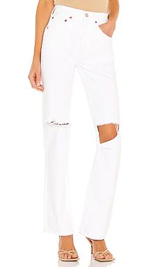 RE/DONE Originals 90s High Rise Loose in White With Rips from Revolve.com | Revolve Clothing (Global)