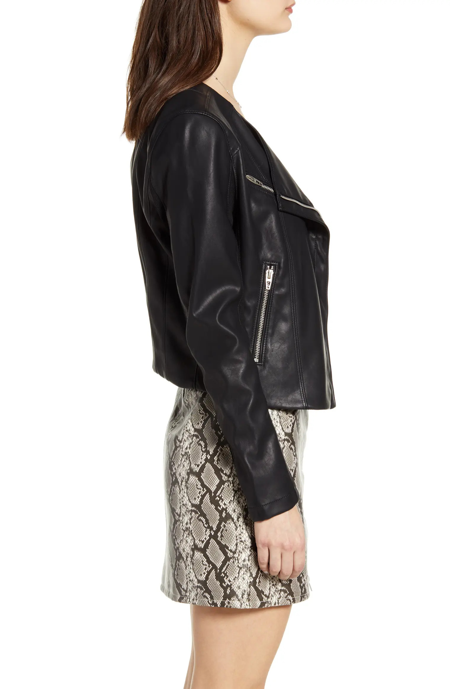 Record Breaker Collarless Faux Leather Moto Jacket | Nordstrom