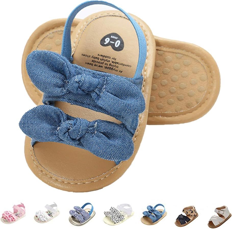 Sandalias para bebé y niñas con suela de goma para los primeros pasos al aire libre calzado de ... | Amazon (US)