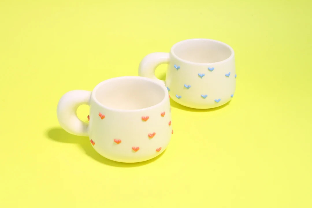 Rainbow Heart Handmade Coffee Mugs, Personalized Ceramic Mug for Coffee Lovers, Custom Unique Des... | Etsy (US)