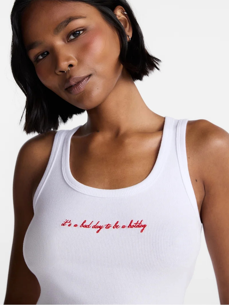 No Boundaries Ribbed Graphic Game-Day Tank Top, Women's and Women's Plus Sizes XXS-4X | Walmart (US)