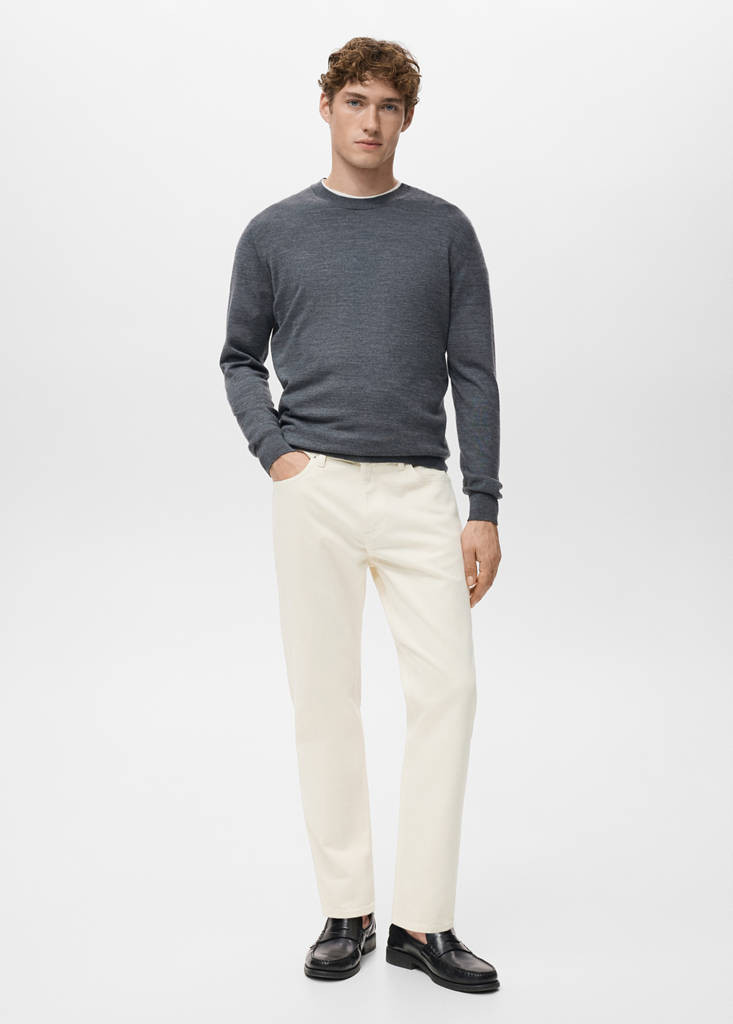 Jean Ben cropped tapered-fit écru - Homme - 40 - MANGO MAN | Mango EU