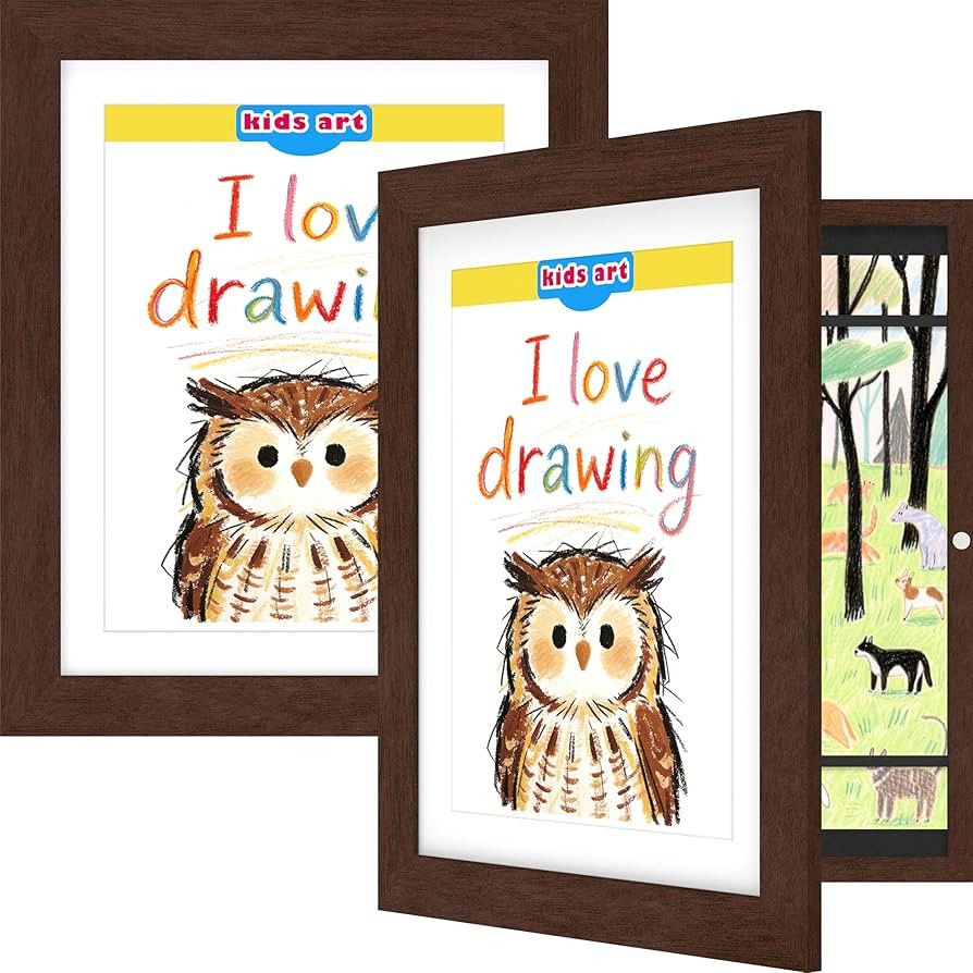 FrameWorks 2-Pack, 10"x12.5" Mahogany Wooden Kids Art Frame with Magnetic Door – Display for 3D... | Amazon (US)