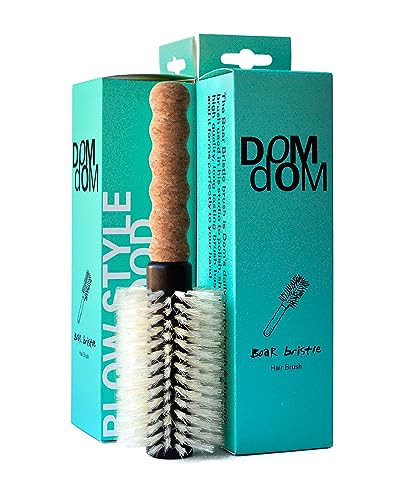 Nylon Boar Bristle Hair Brush, Round Brush for Blow Drying, Medium 2.3" Barrel Blowout Brush, Anti Static Hairbrush, Cork Comfort Grip Handle, Detangling Plastic/Natural Bristle Hair Styling Tool | Amazon (US)