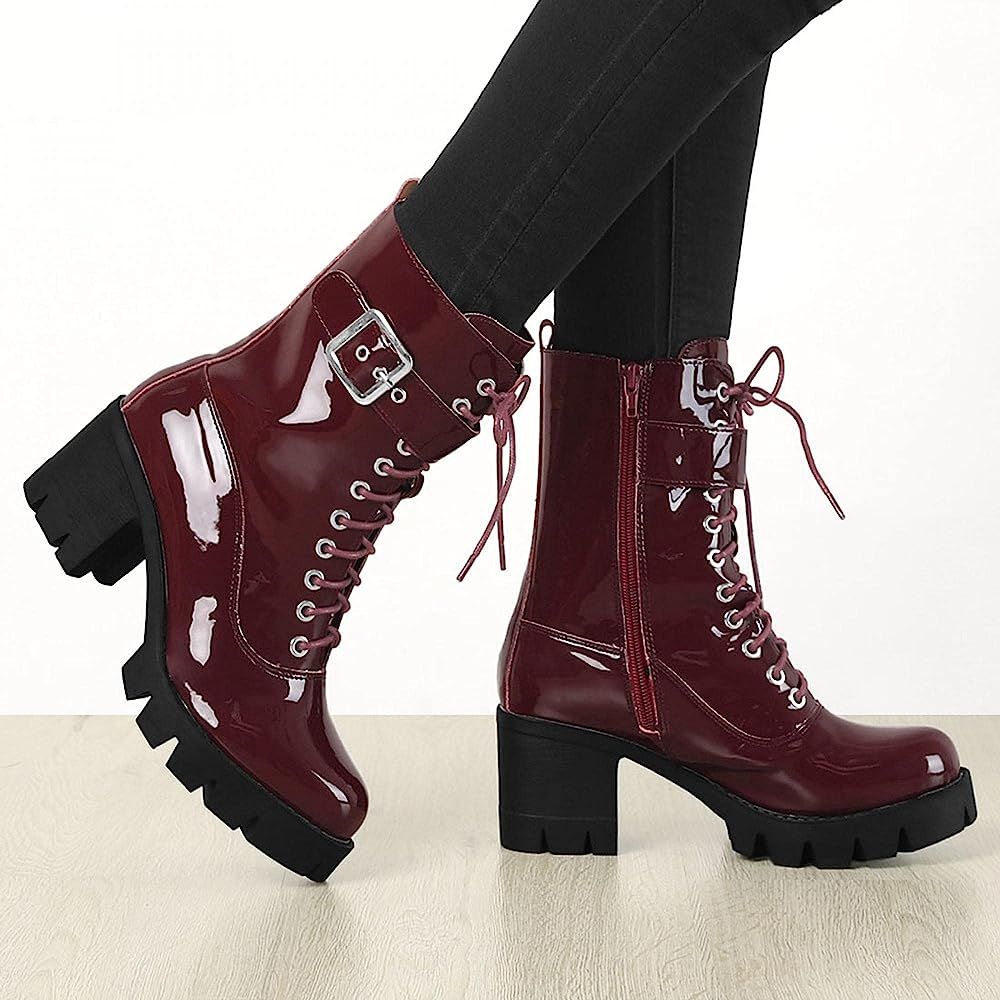 Chunky Heel Combat Boots | Amazon (US)