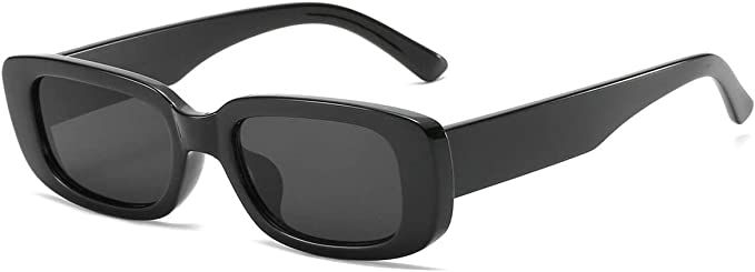Dollger Rectangle Sunglasses for Women Trendy 90s Retro Sunglasses Square Frame Black sunglasses | Amazon (US)