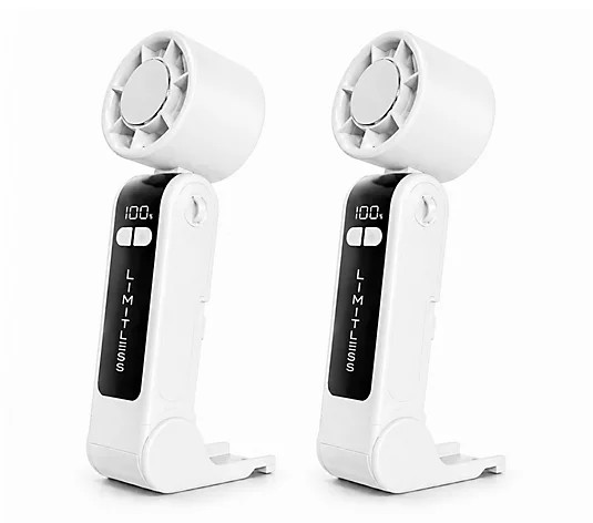 Limitless Set of 2 Handheld Fans with Cooling Plate & Lanyard - QVC.com | QVC