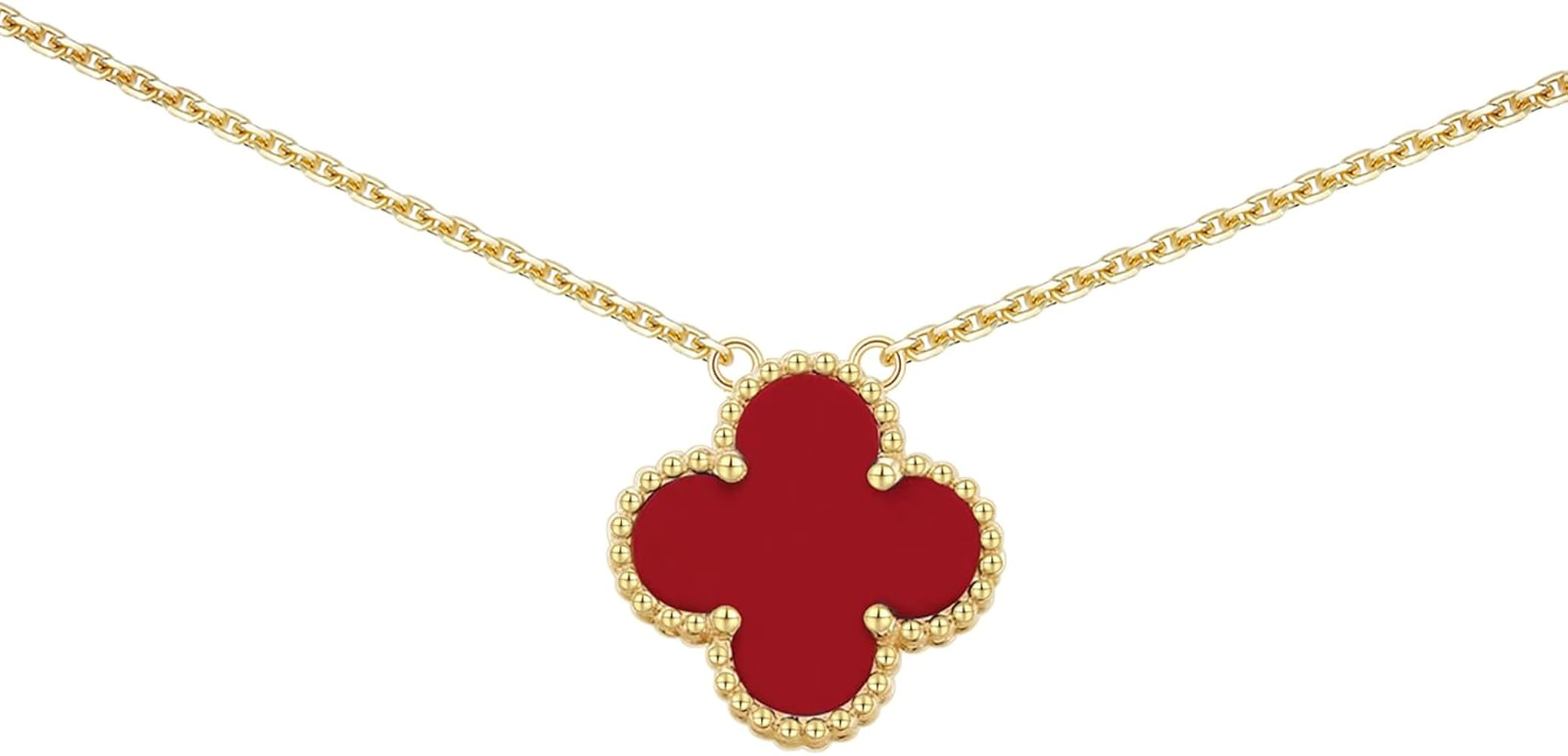 PERDEER Four-Leaf Clover Pendant Women's Necklace with Gold Chain, 15.7 Inches + 2-Inch Extender ... | Amazon (US)