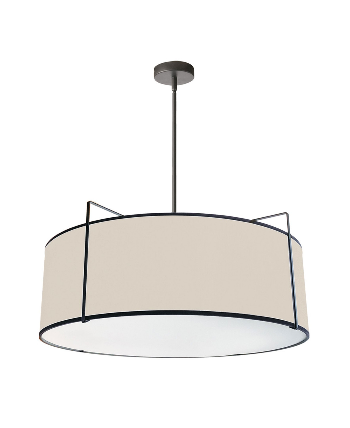 Dainolite 10" Metal, Fabric Trapezoid 4 Light Drum Pendant with Shade - Cream, Black, White | Macy's