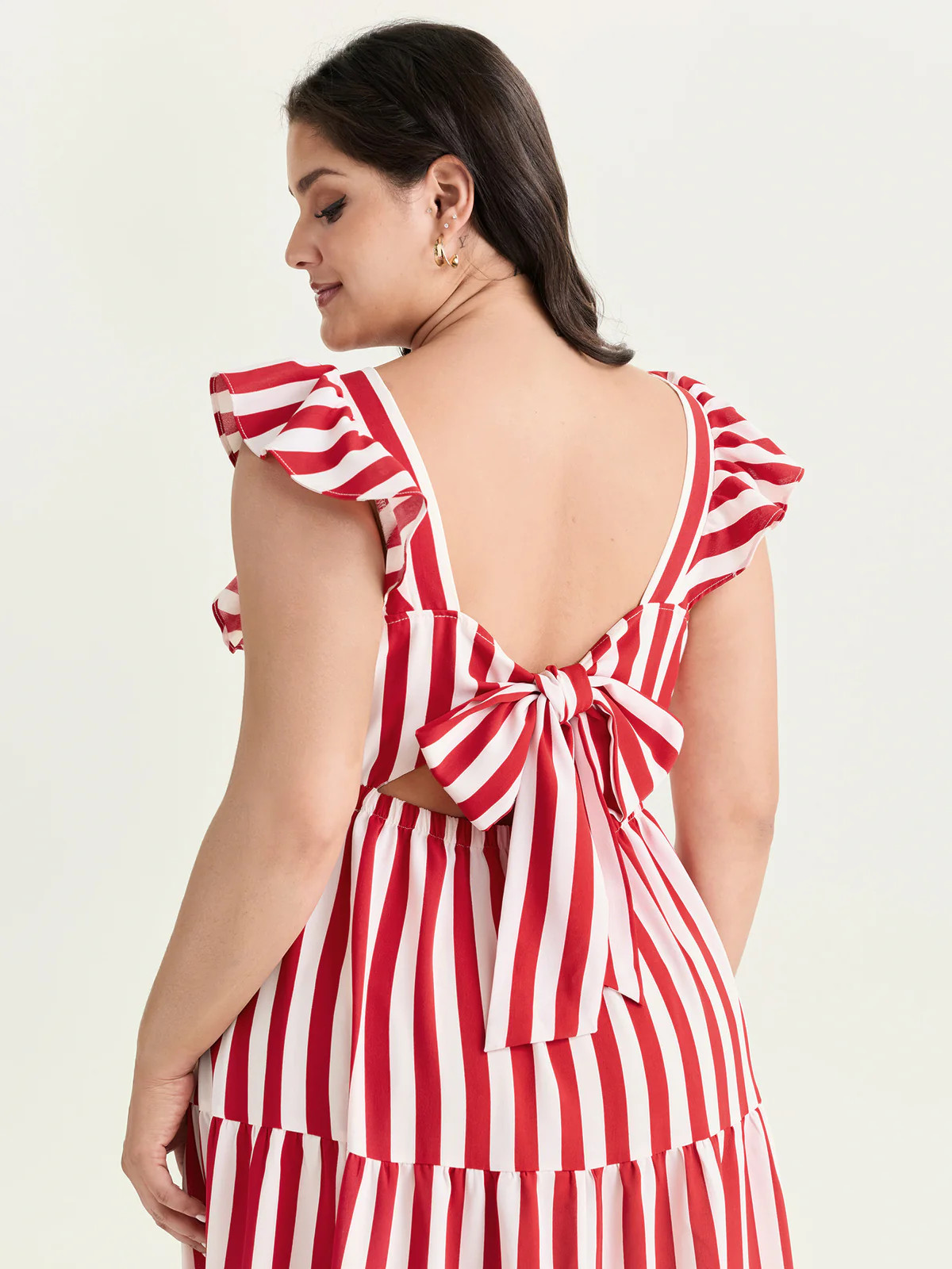 Striped Tiered Ruffle Flowy Midi Dress | Bloomchic