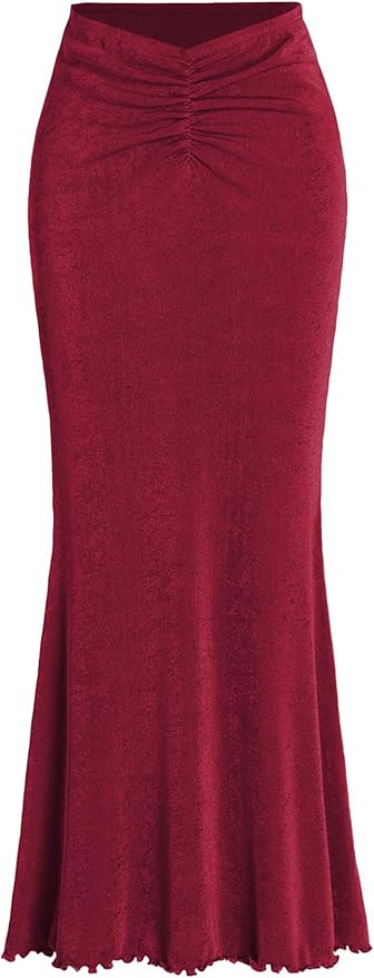 CIDER High Waist Skirts for Women Mermaid Skirt Fishtail Ruched Bodycon Long Maxi Skirt Lettuce T... | Amazon (US)