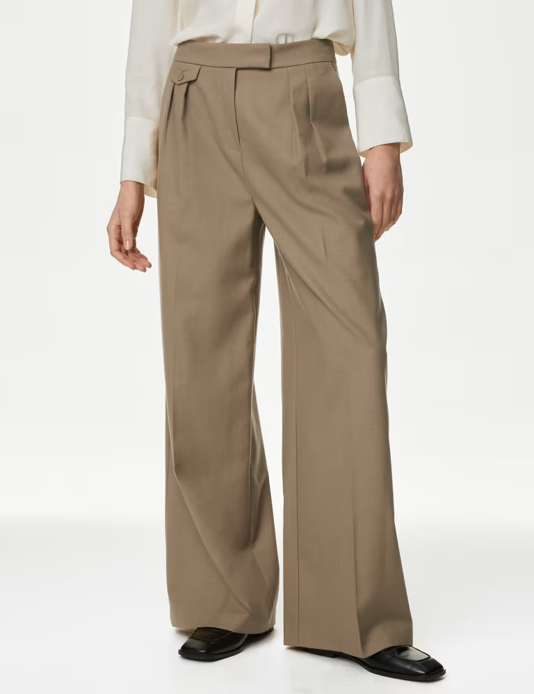 Pure Wool Wide Leg Trousers | Marks & Spencer (UK)
