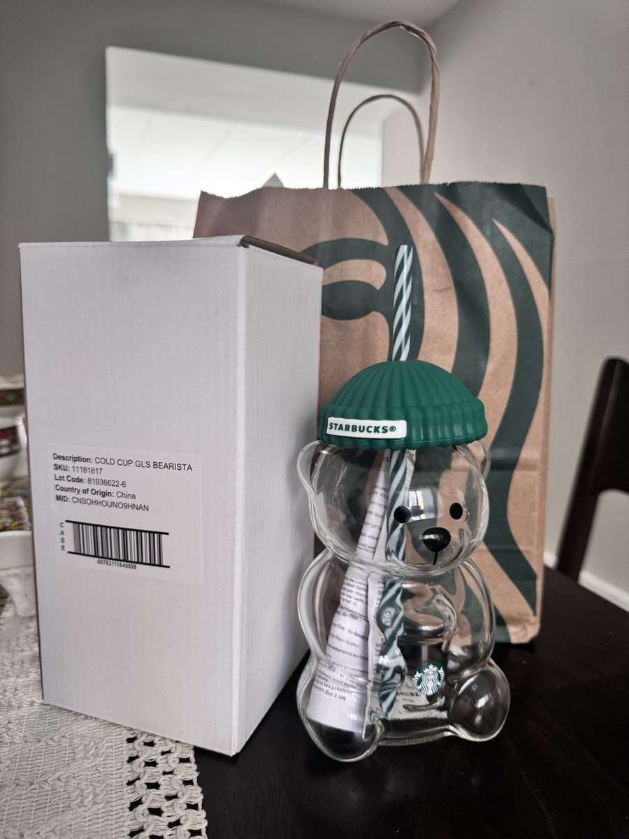 Starbucks 2025 Bearista BEAR Glass Jar Cold Cup Tumbler Straw Holiday Christmas | eBay US