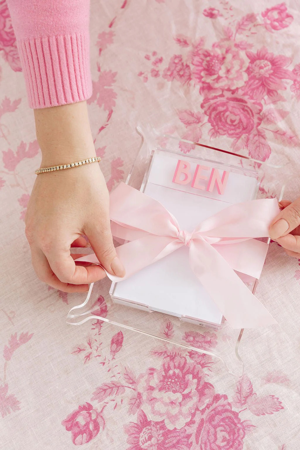 Acrylic Notepad Holder | Sprinkled With Pink