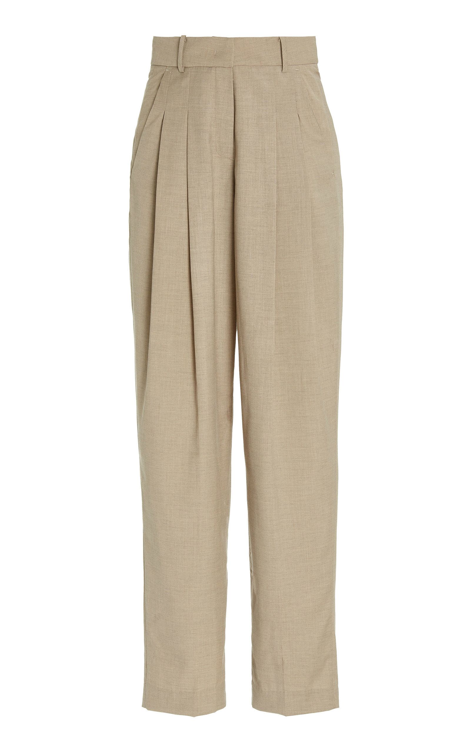 The Frankie Shop - Women's Gelso Pleated Suiting Wide-Leg Trousers - Neutral - Moda Operandi | Moda Operandi (Global)