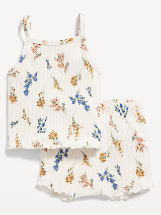 Printed Rib-Knit Lettuce-Edge Cami & Shorts Set for Baby | Old Navy (US)