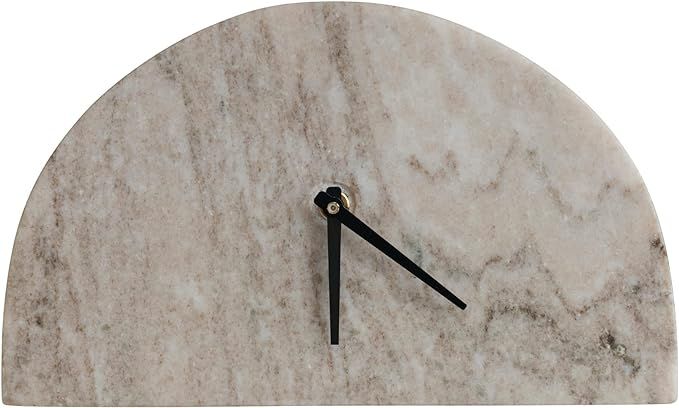 Bloomingville Decorative Half Moon Marble Mantel Clock, Beige and Black | Amazon (US)