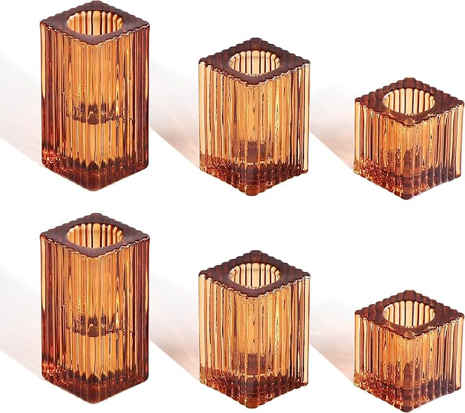Gurfuy Glass Candlestick Holders - Glass Candle Holder Bulk for Table Centerpiece Wedding Party S... | Amazon (US)