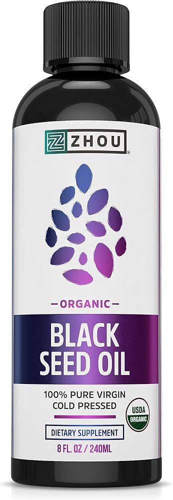 Zhou Organic Black Seed Oil - Black Cumin Seed Oil Cold Pressed, Nigella Sativa, Pure Unrefined B... | Amazon (US)