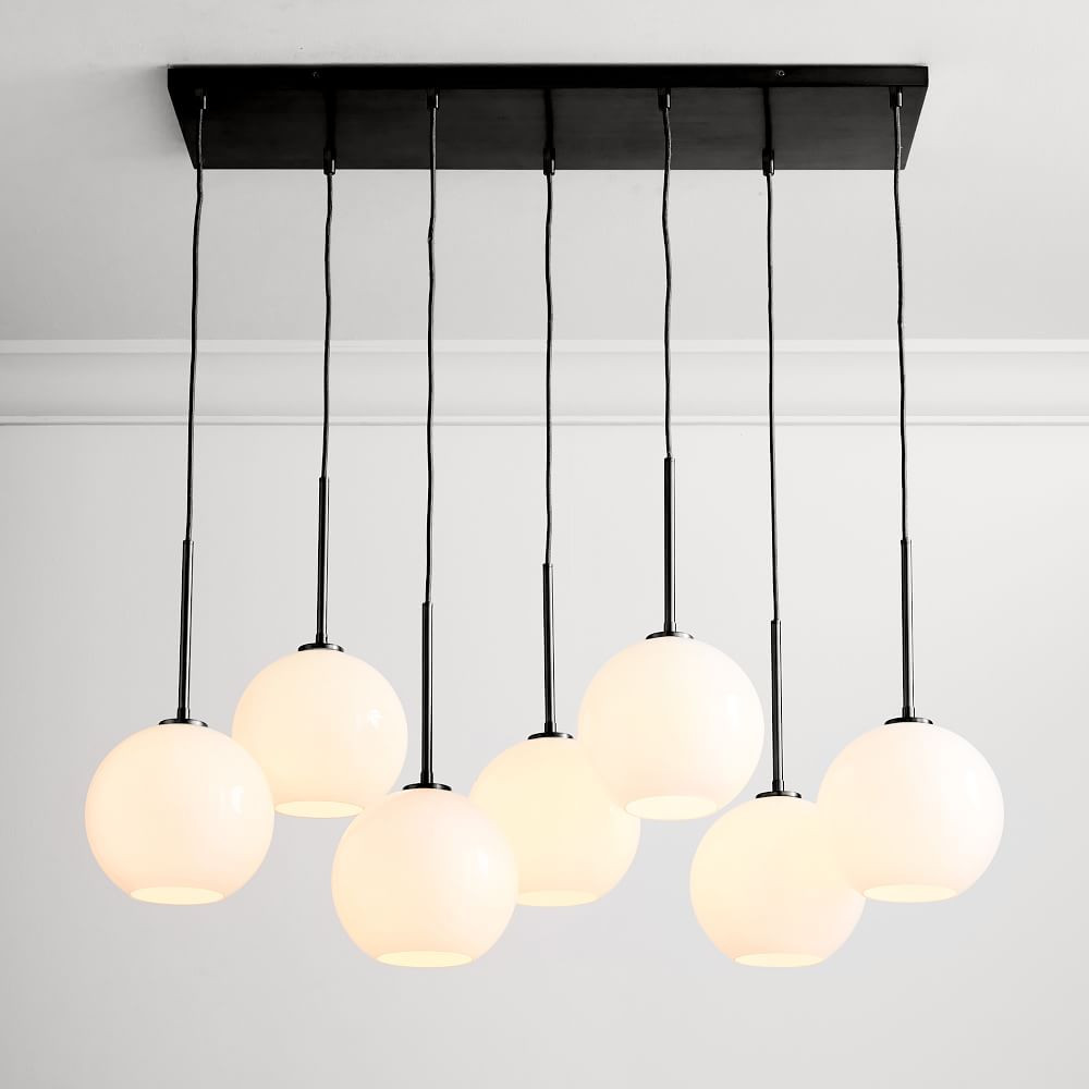 Sculptural Glass 7-Light Globe Chandelier - Milk | West Elm (US)