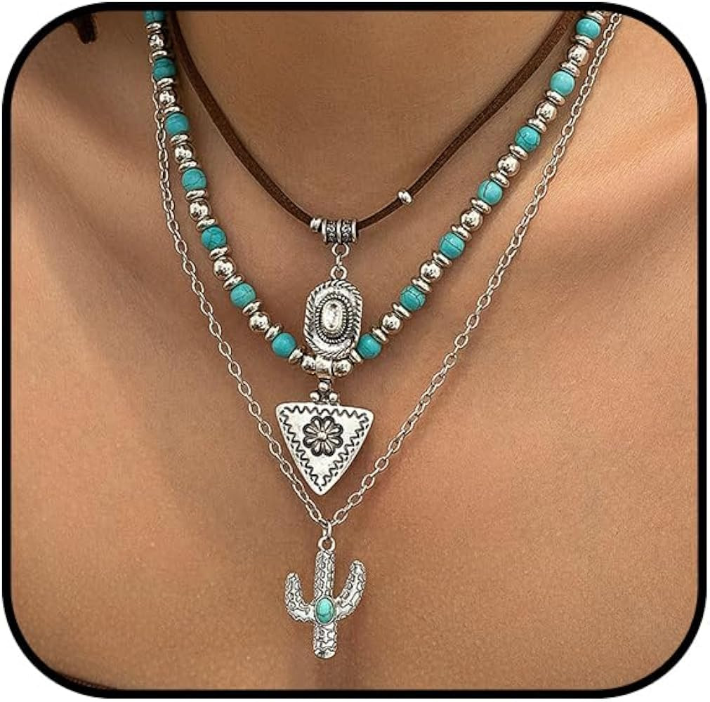 Layered Boho Necklaces for Women Western Cowboy Necklace Boho Cowboy Boot Necklace Cowboy Hat Nec... | Amazon (US)