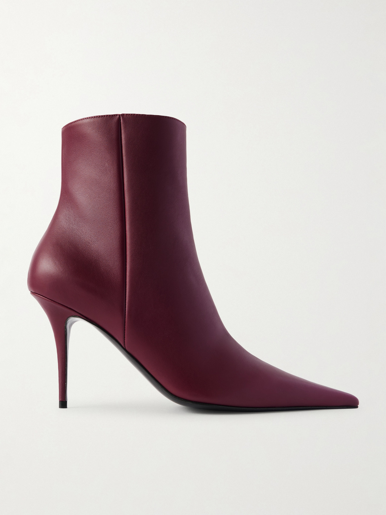 Amina Muaddi - Barbara Leather Ankle Boots - Merlot | NET-A-PORTER (UK & EU)
