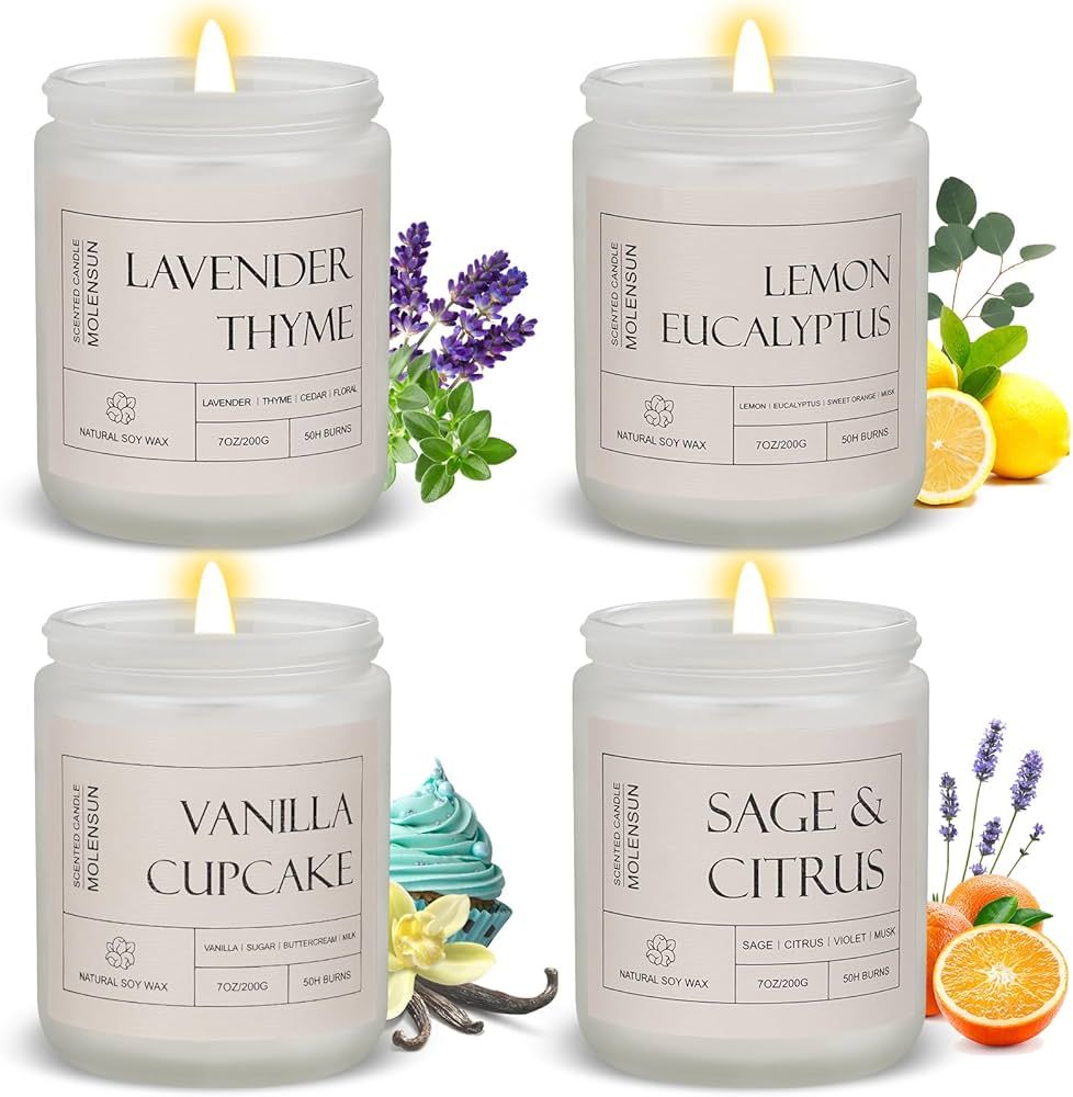 4 Pack Candles for Home Scented, 28 oz 200 Hour Long Lasting Candles, Aromatherapy Jar Candle Set... | Amazon (US)