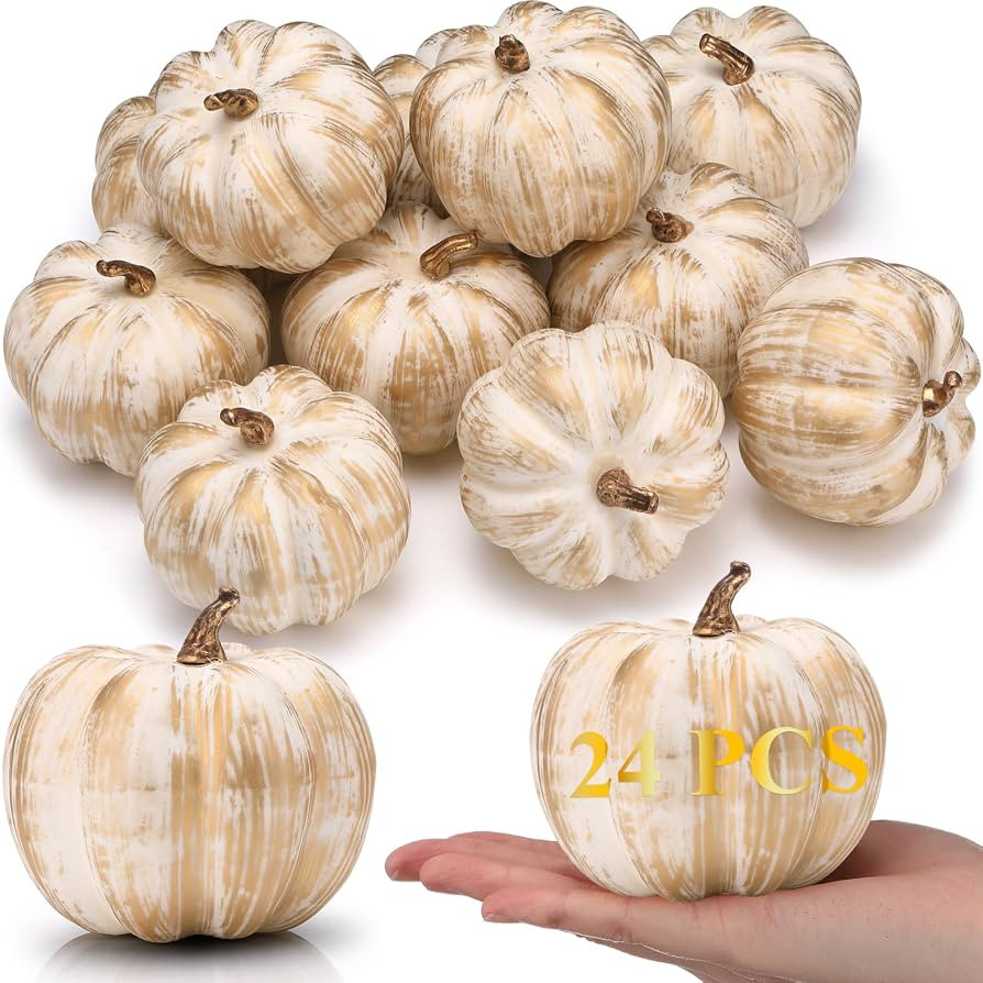 Liliful 24 Pack Artificial Pumpkins Fall Harvest Decor Foam Pumpkin 4 Inch | Amazon (US)