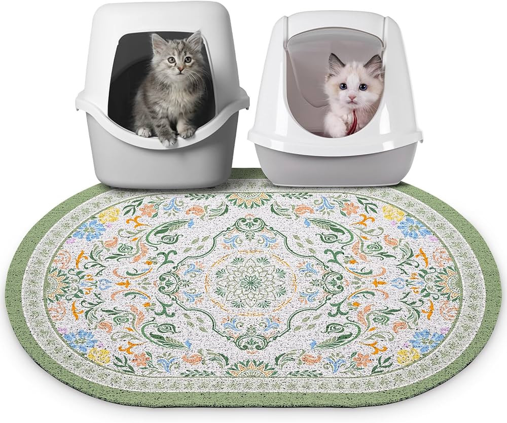 Bienbee Cat Litter Mat, 33" x 22" Large Size Litter Box Mat Rug with Non-Slip Bottom,Urine and Wa... | Amazon (US)