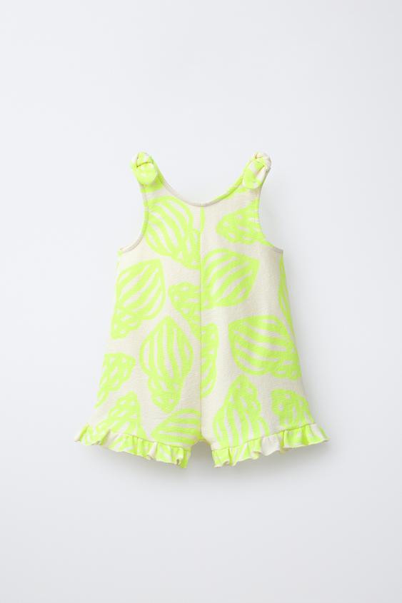 SHORT KNOTTED NEON SHELL PRINT JUMPSUIT | Zara US