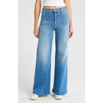 MOTHER The Hustler Roller Patch Pocket Sneak Wide Leg Jeans in Piece By Piece at Nordstrom, Size 31 | Nordstrom