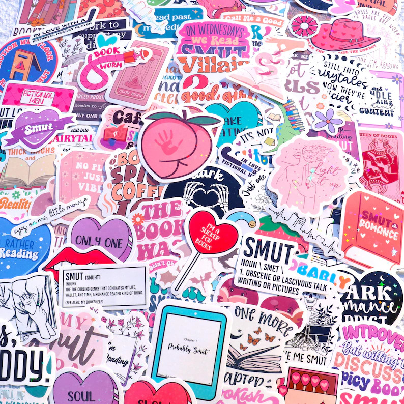 10-120 PCS Smutty Book Stickers for Kindle, Bookish Reader Themed Sticker Pack For Water Bottles,... | Etsy (US)