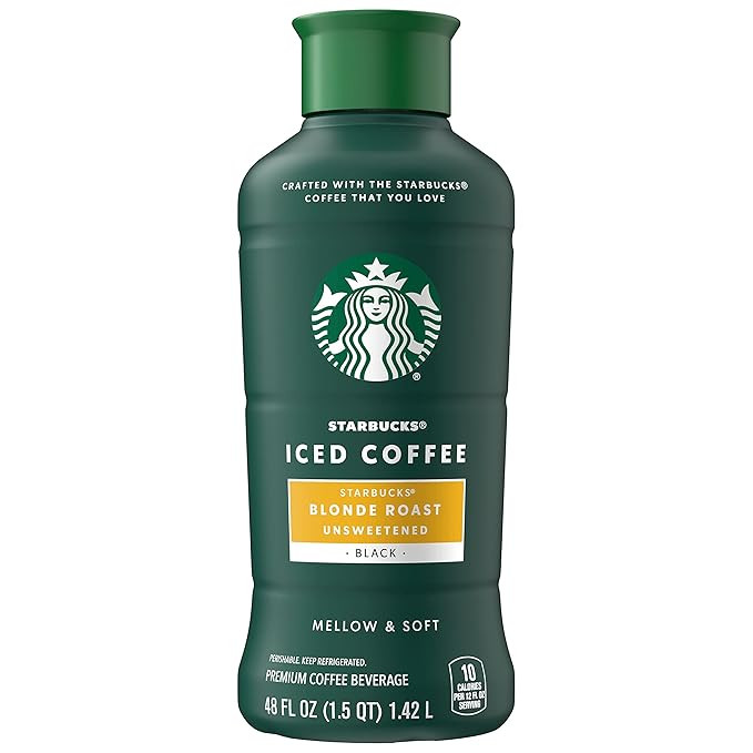 Starbucks Blonde Roast Iced Coffee, Black Unsweetened, 48 Fl Oz Bottle | Amazon (US)