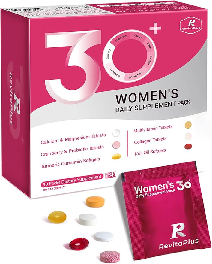 RevitaPlus Multivitamin for Women with Vitamin A,B,C,D3,E,K2,Biotin, Collagen,Krill Oil,Cranberri... | Amazon (US)