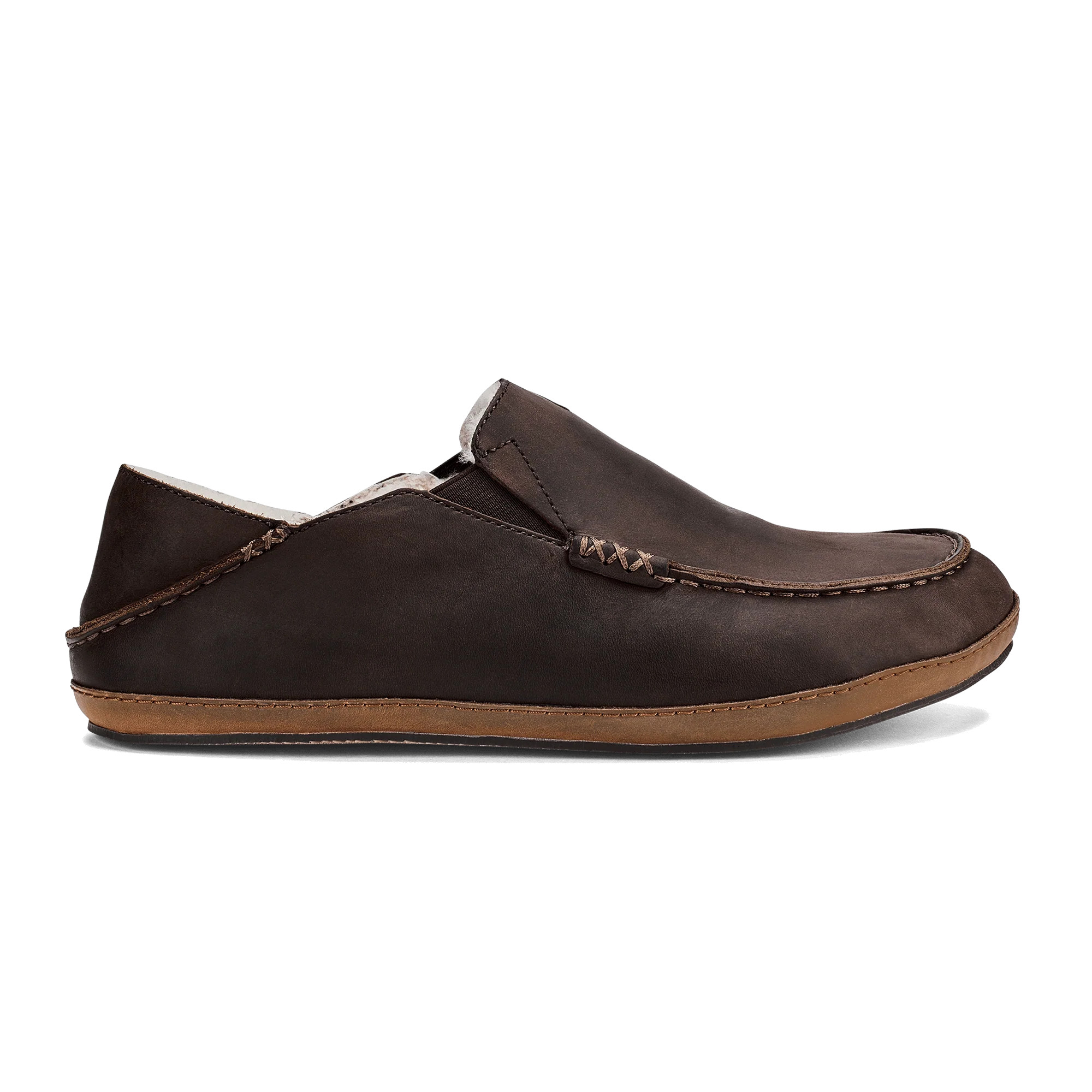 Moloā Men's Nubuck Leather Slippers - Dark Wood | OluKai | OluKai