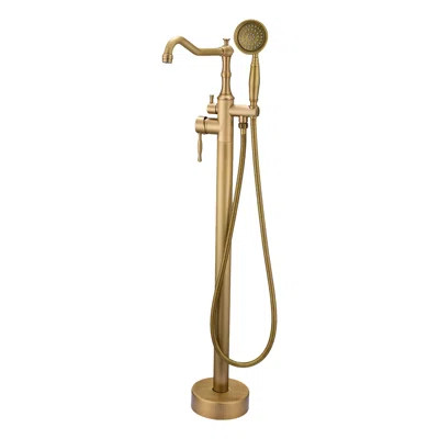 Lumen 1 Handle Floor Freestanding Tub Filler with Diverter F0050BG | Wayfair North America