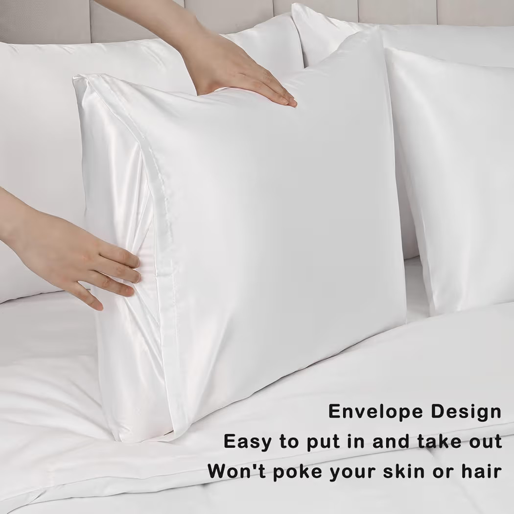 Silky Soft Satin Pillowcase for Women's Hair - Silk Satin Pillowcase with Envelope Closure (White, 20x30 Inches) | Amazon (US)